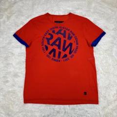 G-STAR RAW ビッグロゴ リンガーTシャツ 赤×青 L