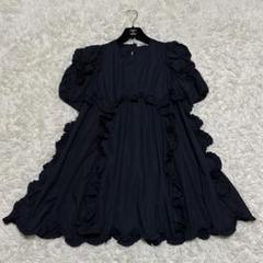 極美品 ココディール 24ss フリル チュニック ブラウス ネイビー 極美品 ココディール 24ss フリル チュニック ブラウス ネイビー