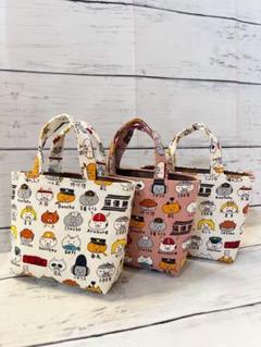 ミニミニトートバッグ ３個セット　ハンドメイド　お仕事ねこちゃん
