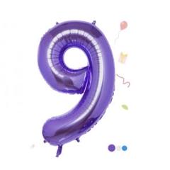 数字 9 バルーン 40インチ 大きい バースデーバルーン 紫 パープル