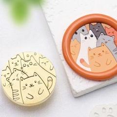 25mmシーリングワックススタンプ　ネコ達　真鍮ヘッド