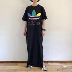 ワンピース 90s adidas vintage Tee MAXI OP Vintage 80s 90s Vintage Adidas T Shirt Big Logo Made in Usa