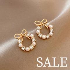✨現品限り✨セール✨新品✨ピアス リボン パール ビジュー キラキラ かわいい