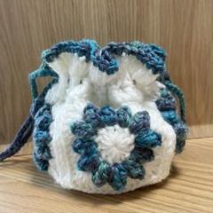 【ハンドメイド】巾着バッグ　お花モチーフ