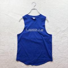 【レスミルズ】青 タンクトップ ストレッチ ロゴ スポーツ 春夏 SS相当