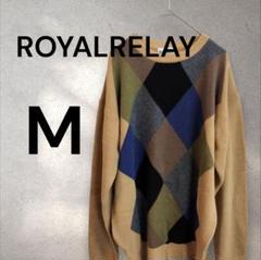 【美品】　ROYALRELAY　カシミヤ　クールネック　セーター　M　キャメル