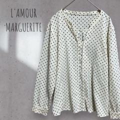 50【L'AMOUR MARGUERITE】ドット柄 長袖ブラウス スキッパー