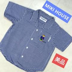 MIKI HOUSE 美品 ブラウス 95 シャツ チェック柄 青色