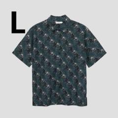 Lサイズ　石黒亜矢子　総柄シャツ　笑笑猫　グラニフ
