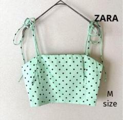ZARA ザラ ミントグリーンドット柄キャミソール M ビスチェ