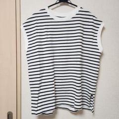 【美品】OMNES ビックノースリーブボーダーTシャツ Fサイズ