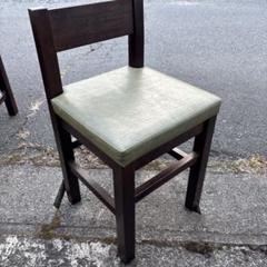 木製チェア レザーグリーン