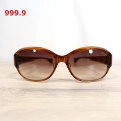 ★良品★999.9 feelsun　赤茶　オーバルサングラス　フォーナインズ