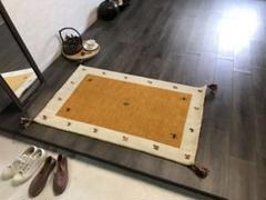 手織りウールマット 動物刺繍付き