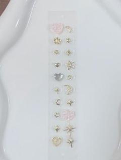 ピンクハートゴールド耳ツボジュエリー20粒1100円