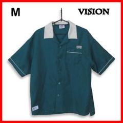 VISION STREET WEAR開襟シャツ ストリート系 M 青緑 スケボー