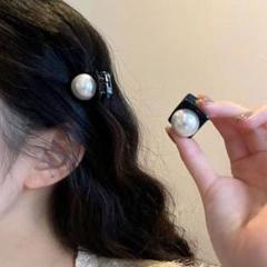 ホワイト ヘアアクセ パール 韓国 ブラック レディース ヘアクリップ