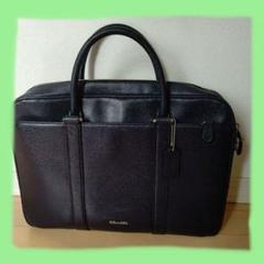 COACH ダークブルー レザー ビジネスバッグ