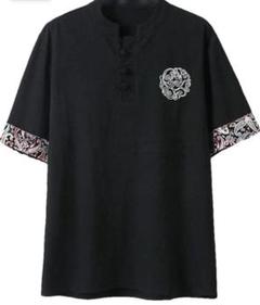 夏の中国風のリネンコットンメンズTシャツ半袖ホームカジュアルレトロ唐装