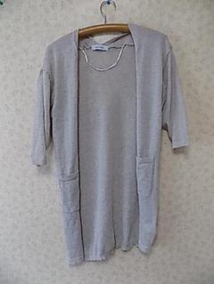 40627 Malan Cleuge 麻入り　ロングカーディガン　グレージュ　Ｍのサムネイル
