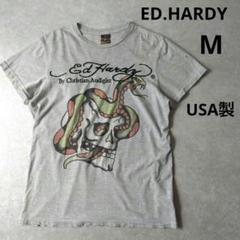 ED HARDY プリントtシャツ USA製 y2k グランジ 刺繍 Mサイズ