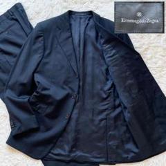 XLサイズ スイス製 Zegna セットアップ ネイビー 総裏 ツータック