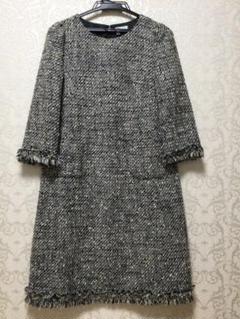 TO BE CHIC ツイード七分袖ワンピース　フリンジ　40