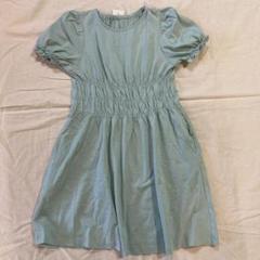 【週末限定SALE】 ジーユー ウエストギャザーワンピース ブルー130
