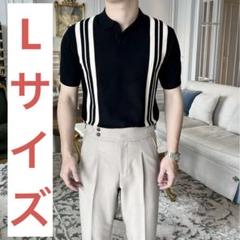 【即購入歓迎】スタイリッシュなストライプ入りブラックポロシャツ