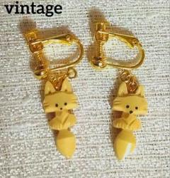 vintage 木彫り キツネ イヤリングのサムネイル