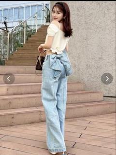 リゼクシー　バックリボンデニムパンツ　新品