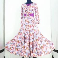 【美品 日本製 社交ダンス衣装】パープル PASTIME ワンピース ドレス 紫