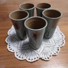 グレー陶器カップ5個セット