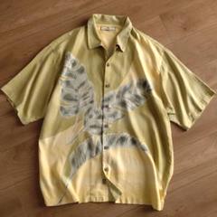 Tommy Bahama アロハシャツ/緑/シルク混紡/A4/古着/推定XXL