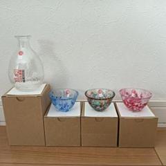新品　津軽びいどろ　盃3個＆とっくりセット