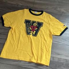 Champion リンガーTシャツ イエローネイビーカレッジロゴ袖目トリコタグ