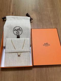 HERMES ミニポップH ネックレス マロングラッセ　イエローゴールド