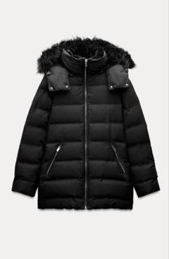 新品未使用✨ZARA セミロング丈フード付きダウンジャケット　ブラック　M 格安販売の - セミロング丈フード付きダウンジャケット ブラック