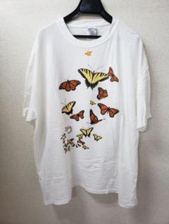 90s バタフライ　蝶々　昆虫　コットンtシャツXL