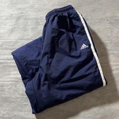 【2000年代、3本線】adidasワイドナイロンパンツ古着ジャージ菅田将暉刺繍 2000年代、3本線】adidasワイドナイロンパンツ古着ジャージ菅田