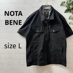【NOTA BENE】 ジップアップ 半袖シャツジャケット (L) 黒