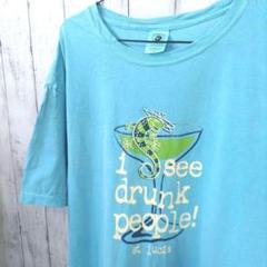 オーセンティックピグメント US古着 Tシャツ L ブルー系 水色 キャラクター