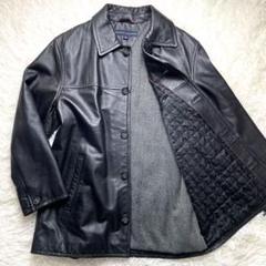 いラインアップ 美品✨トミーヒルフィガー カーコート レザージャケット 黒 ジャケット・アウター