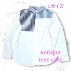 antiqua　シャツ L 切り替えデザイン　 アンティカ　tree cafe