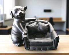 子犬 オブジェ ソファー 可愛らしい置物 ドッグ モダン ブラック