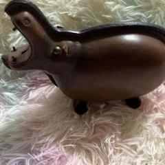 昭和レトロ　ゼンマイ式貯金箱　ブリキ製「HAPPY HIPPO BANK」カバ 昭和レトロ ゼンマイ式貯金箱 ブリキ製「HAPPY HIPPO BANK」カバ