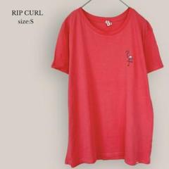 リップカール RIP CURL Tシャツ　刺繍　フラミンゴ　綿100% ピンク