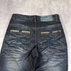 B240【2XL相当】B系 ロカウェア 刺繍デニムパンツ 鬼ヒゲ ギミック