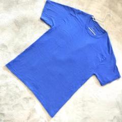 Champion メンズ コットン Tシャツ 無地 ブルー 半袖 サイズM