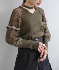 sahara サハラ Choker Design Knit ニット カーキ